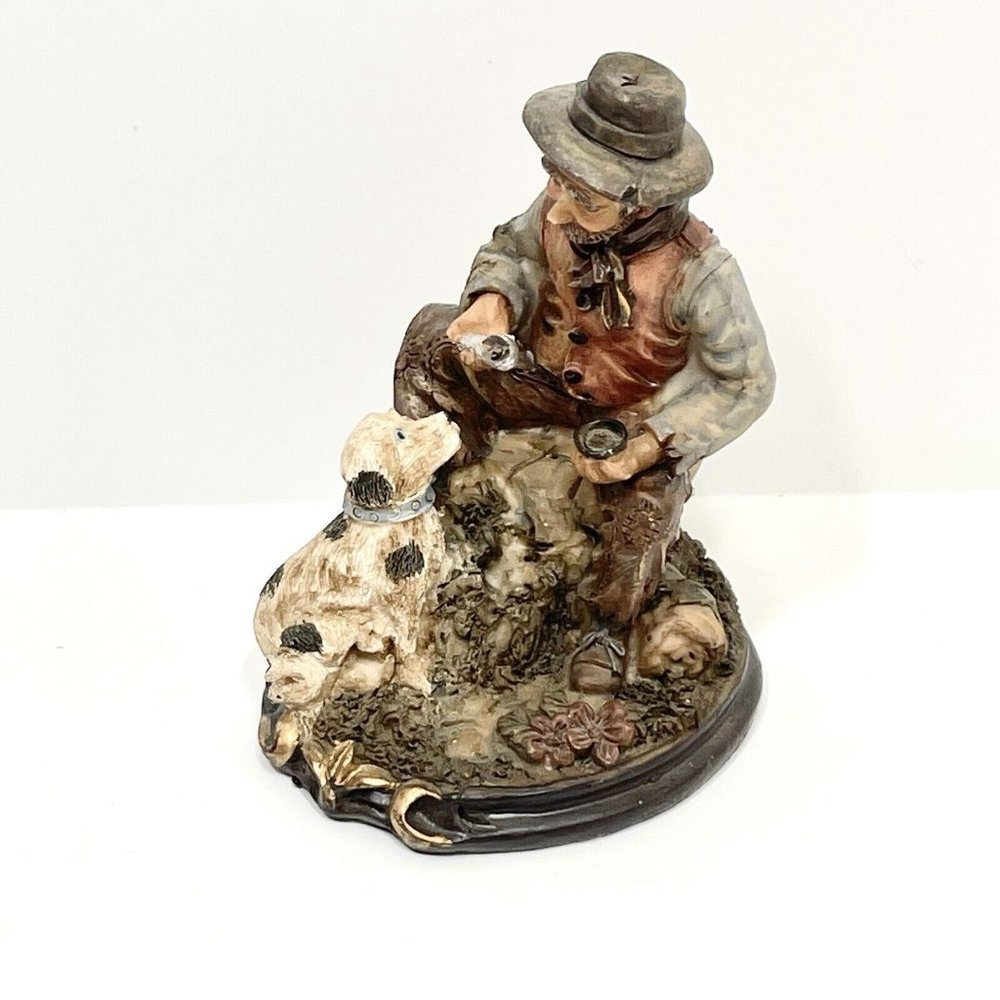 capodimonte old man figurine with dog